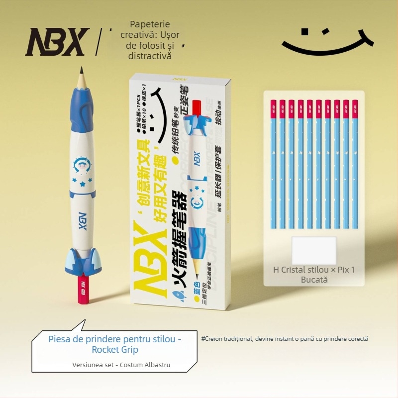 Prindere pentru creion pentru copii – corecție a posturii, husă din silicon și ABS, set în cutie NBX