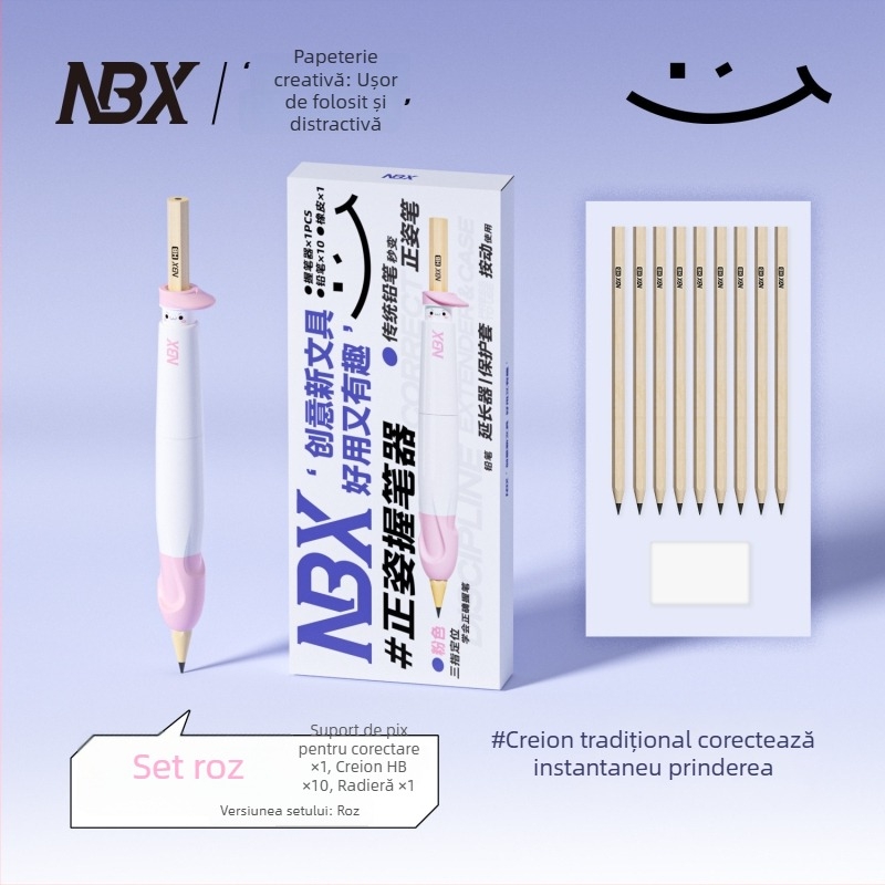 Prindere pentru creion pentru copii – corecție a posturii, husă din silicon și ABS, set în cutie NBX