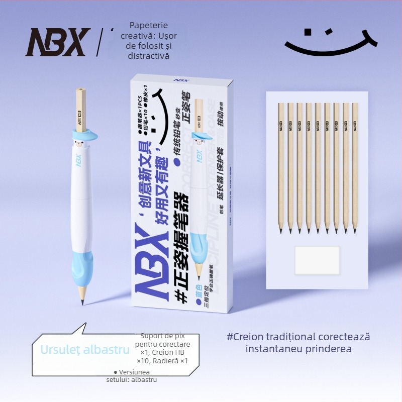 Prindere pentru creion pentru copii – corecție a posturii, husă din silicon și ABS, set în cutie NBX