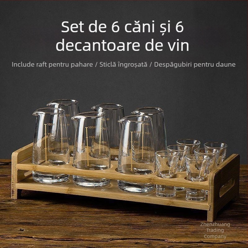 Set de vin cu decantor, scară de măsură, pahare mici și cutie cadou — stil chinoiserie nou