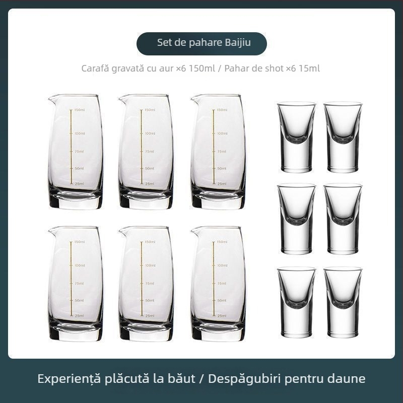 Set de vin cu decantor, scară de măsură, pahare mici și cutie cadou — stil chinoiserie nou