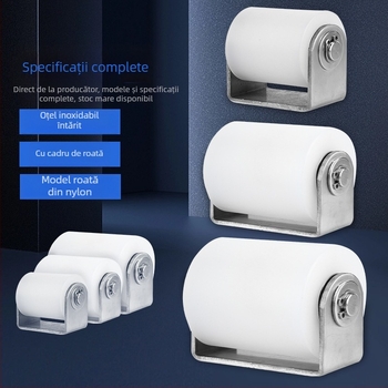 Roată din oțel inoxidabil cu role din nylon pentru uși glisante, roată de poziționare, rulment dublu, utilizare industrială; dimensiuni 40×50 / 40×65 / 50×65