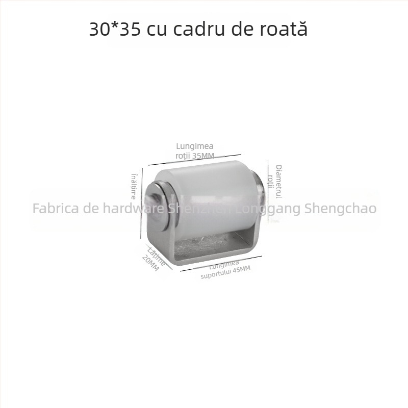 Roată din oțel inoxidabil cu role din nylon pentru uși glisante, roată de poziționare, rulment dublu, utilizare industrială; dimensiuni 40×50 / 40×65 / 50×65