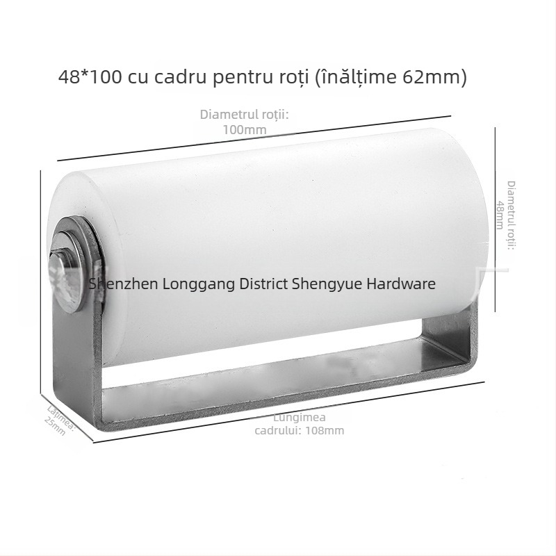 Roată din oțel inoxidabil cu role din nylon pentru uși glisante, roată de poziționare, rulment dublu, utilizare industrială; dimensiuni 40×50 / 40×65 / 50×65