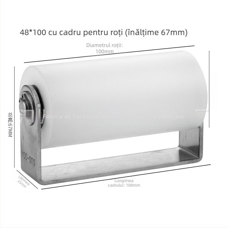 Roată din oțel inoxidabil cu role din nylon pentru uși glisante, roată de poziționare, rulment dublu, utilizare industrială; dimensiuni 40×50 / 40×65 / 50×65