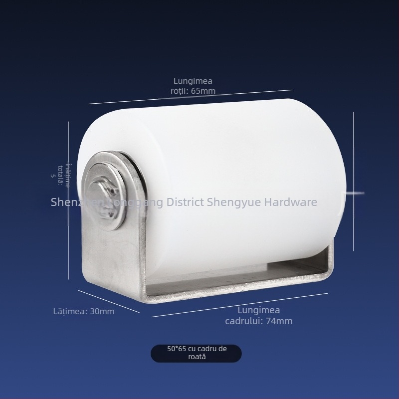 Roată din oțel inoxidabil cu role din nylon pentru uși glisante, roată de poziționare, rulment dublu, utilizare industrială; dimensiuni 40×50 / 40×65 / 50×65