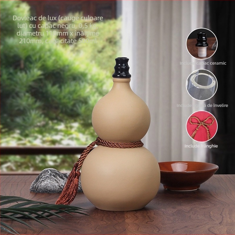 Sticlă de vin ceramică în formă de dovleac, pentru uz casnic, capac sigilat, pentru vin, sticlă goală