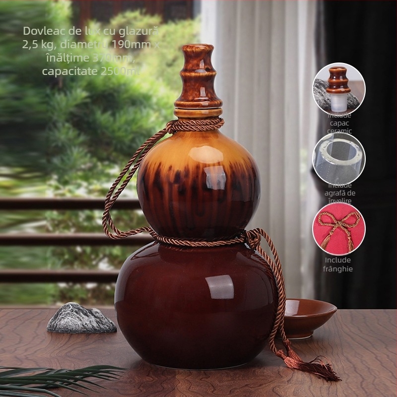 Sticlă de vin ceramică în formă de dovleac, pentru uz casnic, capac sigilat, pentru vin, sticlă goală