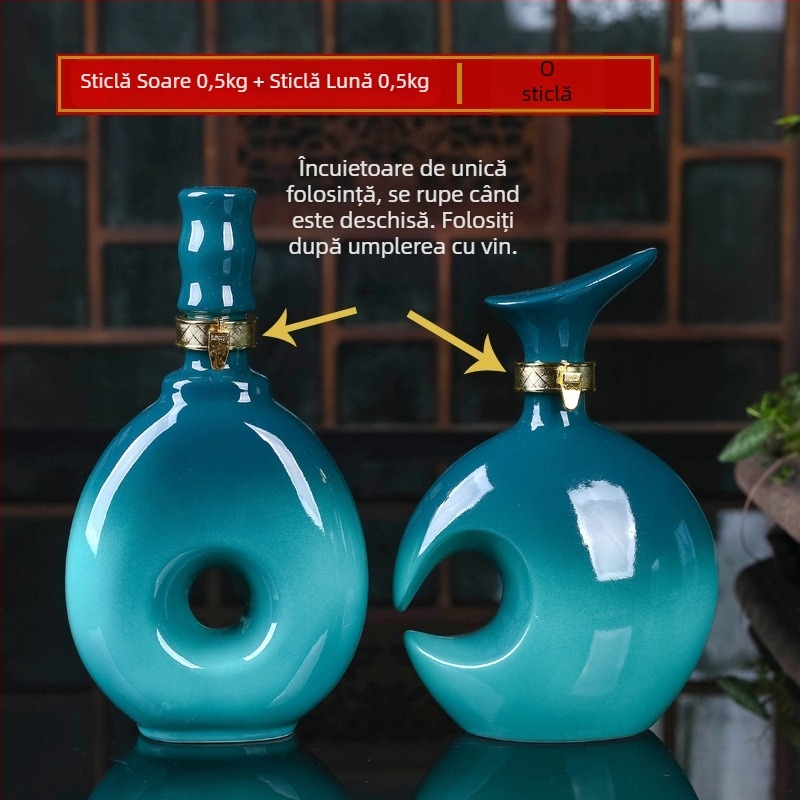 Recipient ceramic pentru vin, set sigilat de vin, decorativ pentru uz casnic, brand Yishan, stil Chinez Nou, ambalare individuală