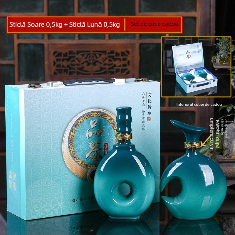 Recipient ceramic pentru vin, set sigilat de vin, decorativ pentru uz casnic, brand Yishan, stil Chinez Nou, ambalare individuală