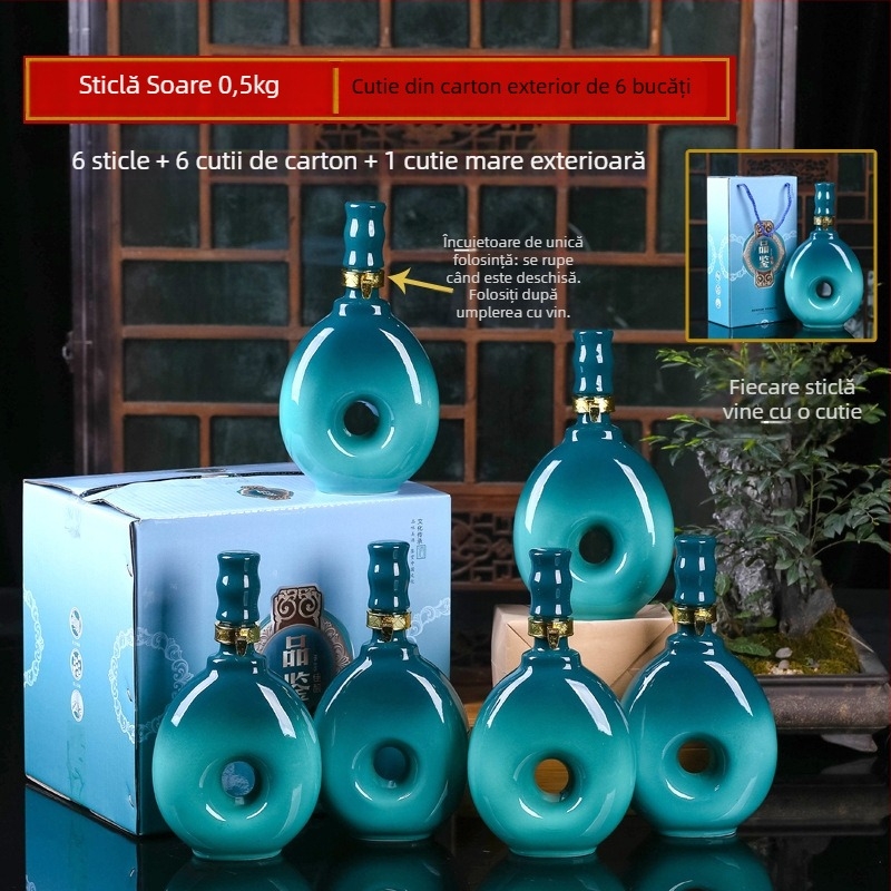 Recipient ceramic pentru vin, set sigilat de vin, decorativ pentru uz casnic, brand Yishan, stil Chinez Nou, ambalare individuală