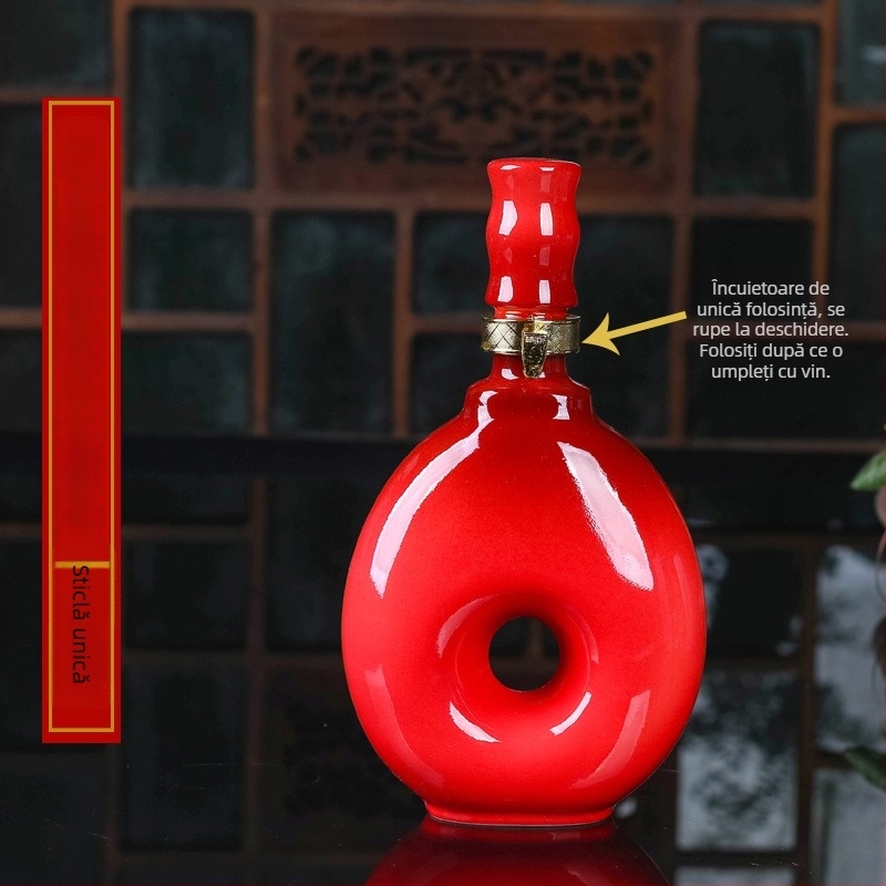 Recipient ceramic pentru vin, set sigilat de vin, decorativ pentru uz casnic, brand Yishan, stil Chinez Nou, ambalare individuală