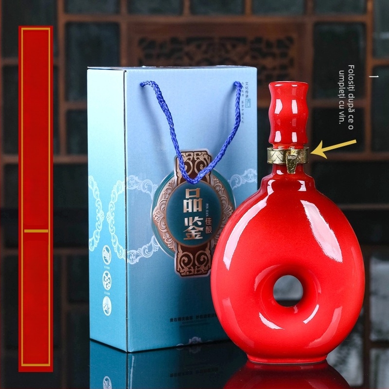 Recipient ceramic pentru vin, set sigilat de vin, decorativ pentru uz casnic, brand Yishan, stil Chinez Nou, ambalare individuală