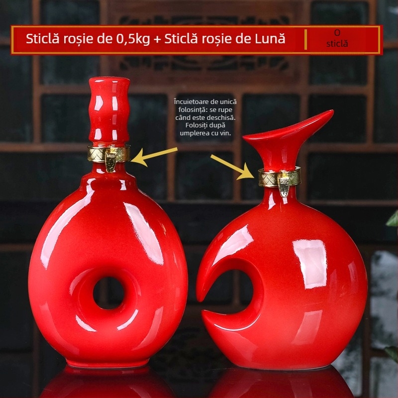 Recipient ceramic pentru vin, set sigilat de vin, decorativ pentru uz casnic, brand Yishan, stil Chinez Nou, ambalare individuală
