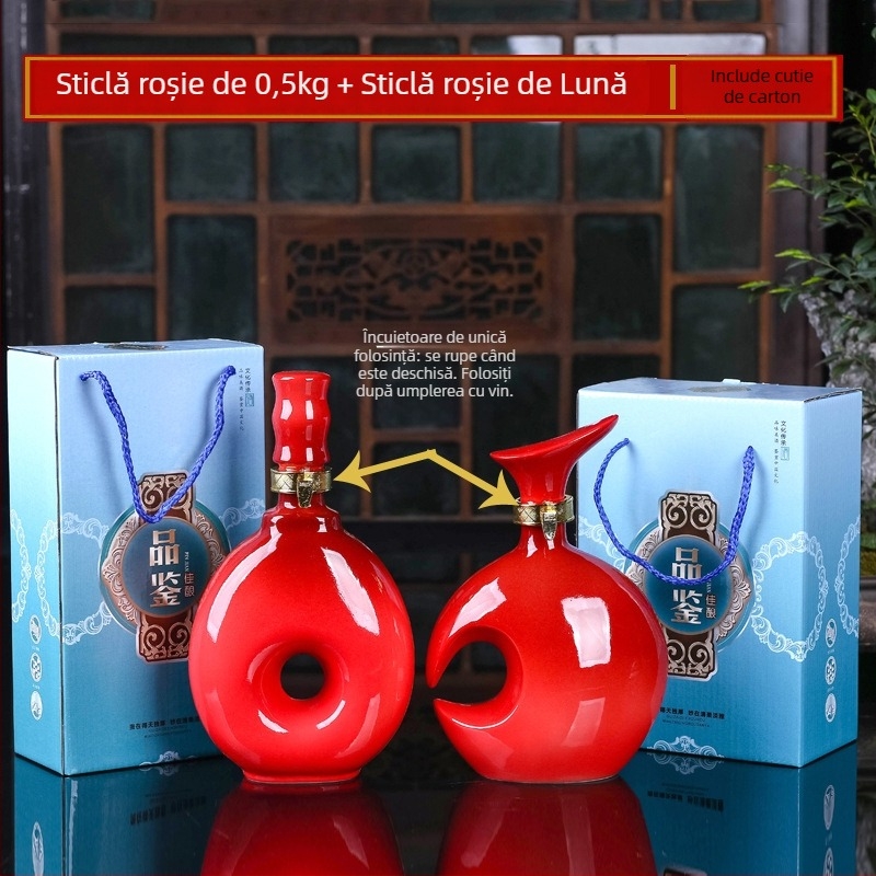 Recipient ceramic pentru vin, set sigilat de vin, decorativ pentru uz casnic, brand Yishan, stil Chinez Nou, ambalare individuală