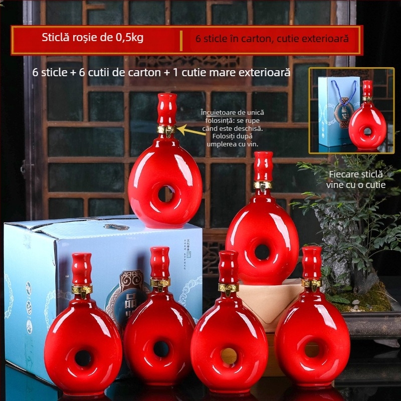Recipient ceramic pentru vin, set sigilat de vin, decorativ pentru uz casnic, brand Yishan, stil Chinez Nou, ambalare individuală