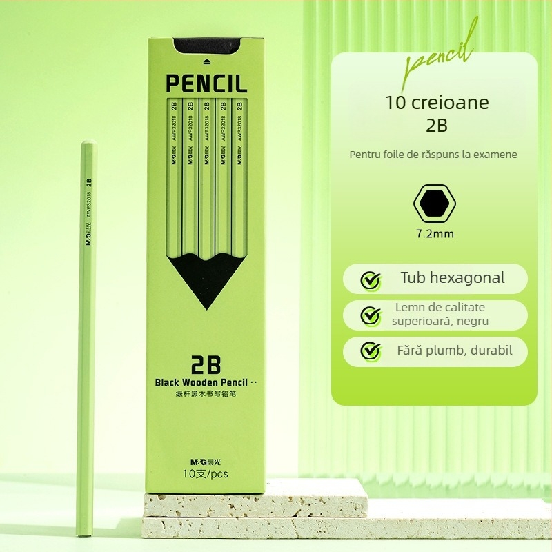 Creion cu înveliș din plastic, marcă națională, grad HB/2B, pentru învățământul primar și grădiniță