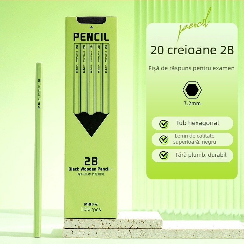 Creion cu înveliș din plastic, marcă națională, grad HB/2B, pentru învățământul primar și grădiniță