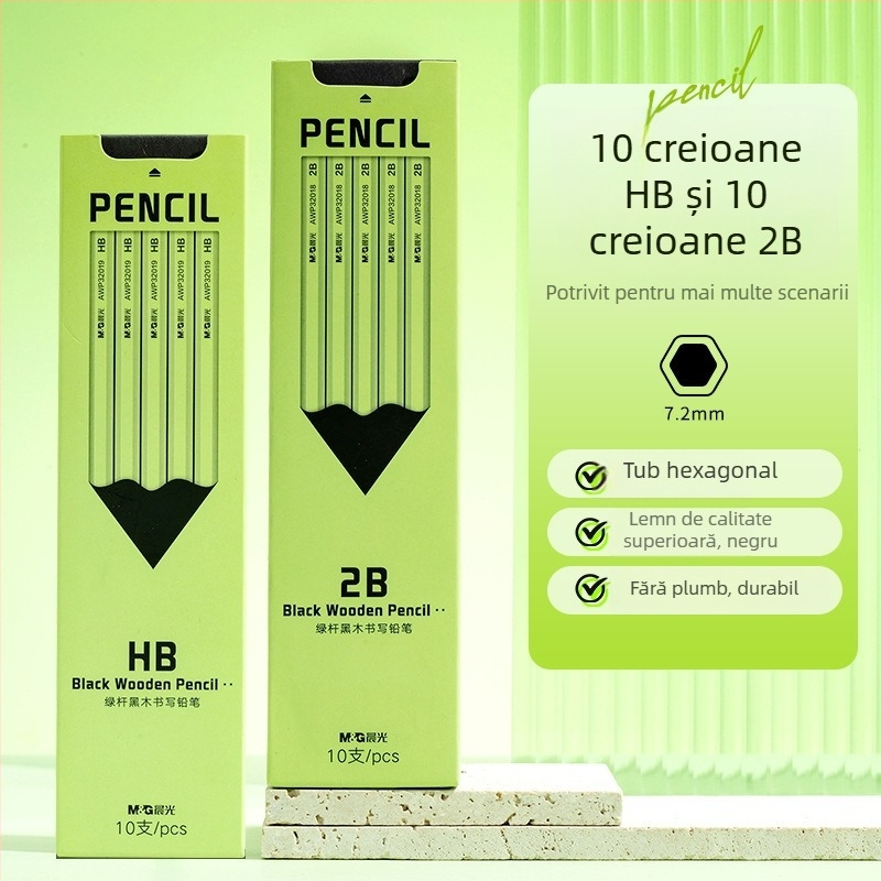 Creion cu înveliș din plastic, marcă națională, grad HB/2B, pentru învățământul primar și grădiniță