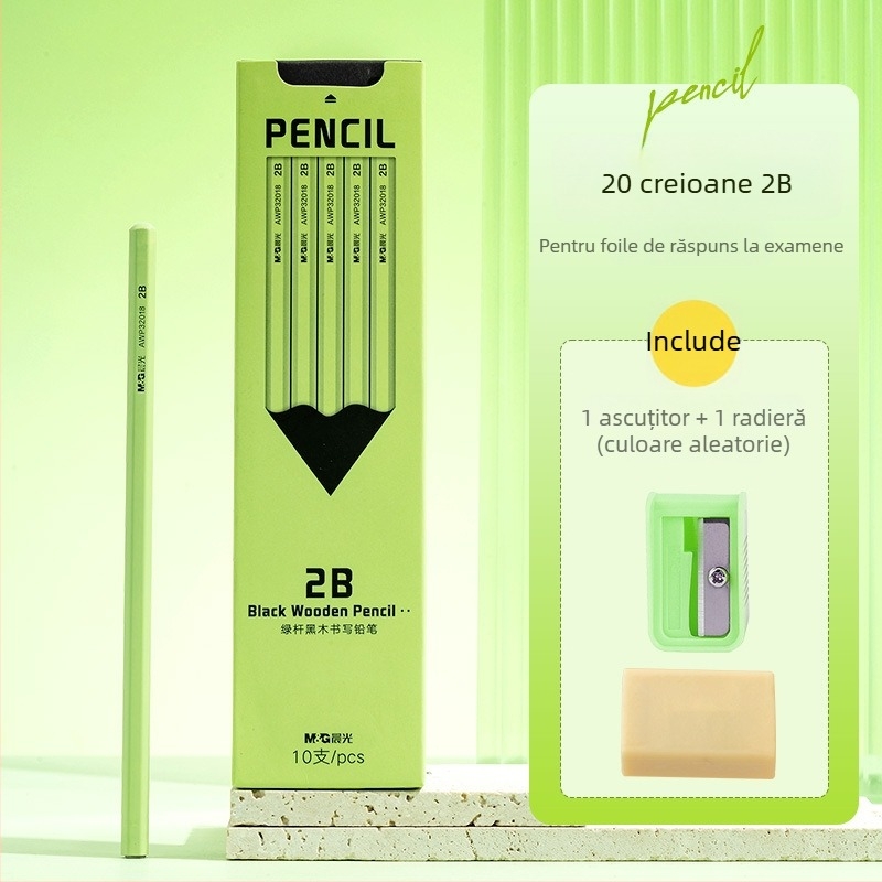 Creion cu înveliș din plastic, marcă națională, grad HB/2B, pentru învățământul primar și grădiniță