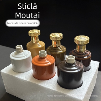 Sticlă ceramică pentru lichior, stil Mao, gură cu trei inele, recipient din lut 0,5 kg, vas de învechire