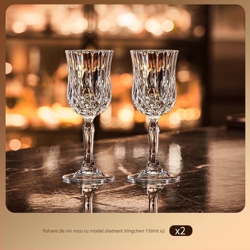 Set de pahare de vin din cristal cu decantator, 6 piese, marca Green Apple, stil lux ușor-retro, cu suport pentru pahare