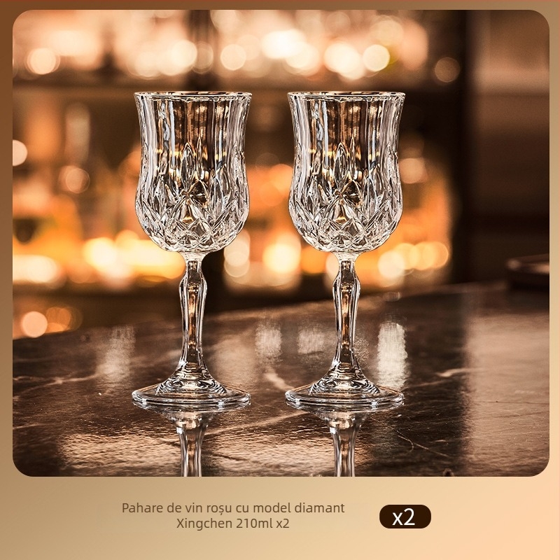 Set de pahare de vin din cristal cu decantator, 6 piese, marca Green Apple, stil lux ușor-retro, cu suport pentru pahare