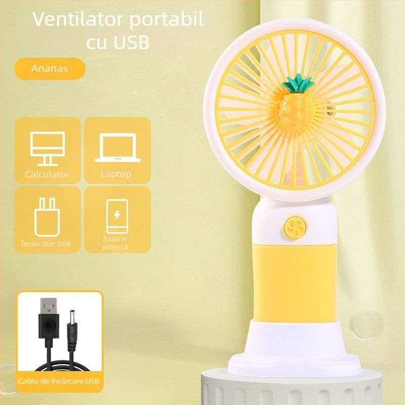 Ventilator mic portabil de mână cu încărcare USB – din plastic, silențios, simplu și elegant, pentru birou