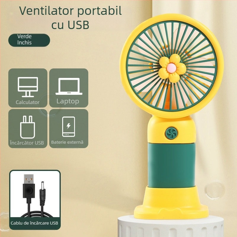 Ventilator mic portabil de mână cu încărcare USB – din plastic, silențios, simplu și elegant, pentru birou