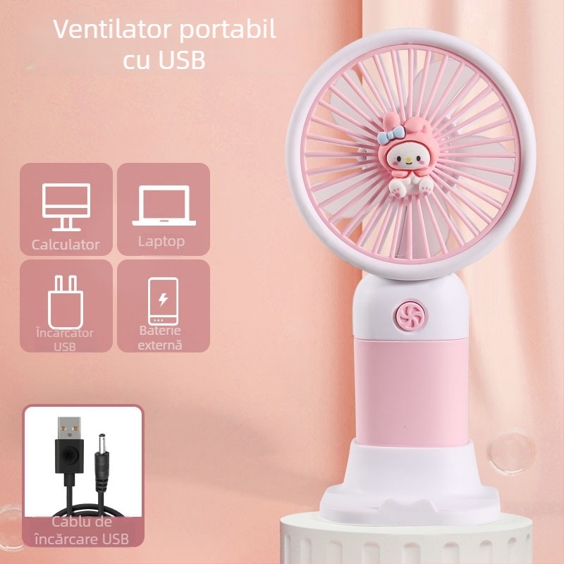 Ventilator mic portabil de mână cu încărcare USB – din plastic, silențios, simplu și elegant, pentru birou