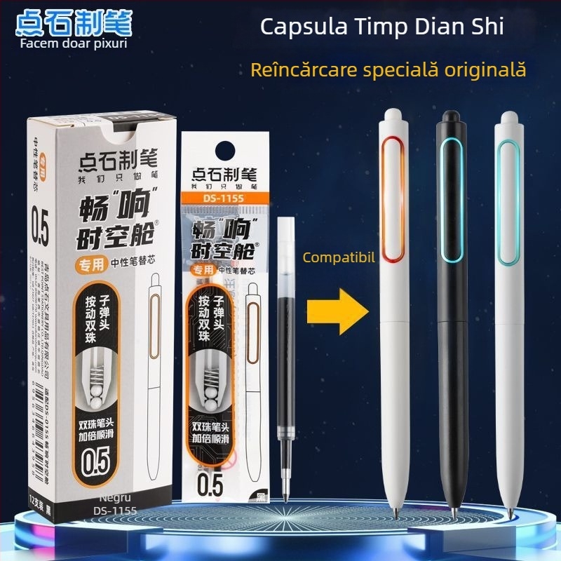 Refill gel Point Stone DS-1155 – 0,5 mm, corp din plastic, ambalat în cutie, model DS-1155