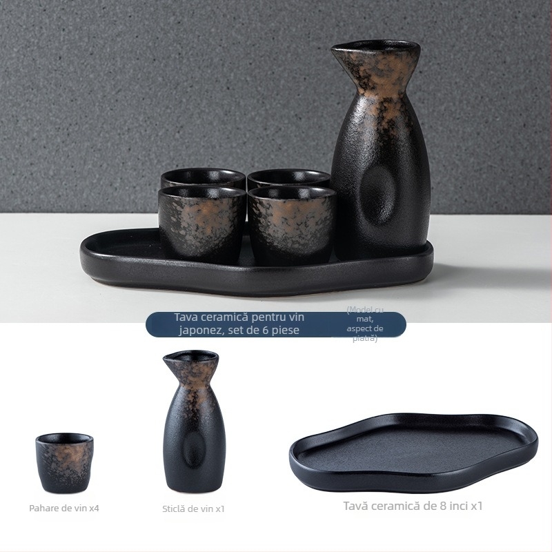Set de pahare de sake ceramic - izolat, stil antic, 101-200 ml, Hoimashimaya