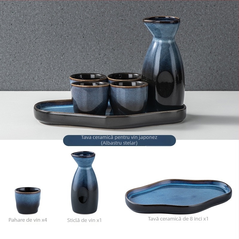 Set de pahare de sake ceramic - izolat, stil antic, 101-200 ml, Hoimashimaya