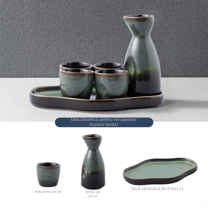 Set de pahare de sake ceramic - izolat, stil antic, 101-200 ml, Hoimashimaya