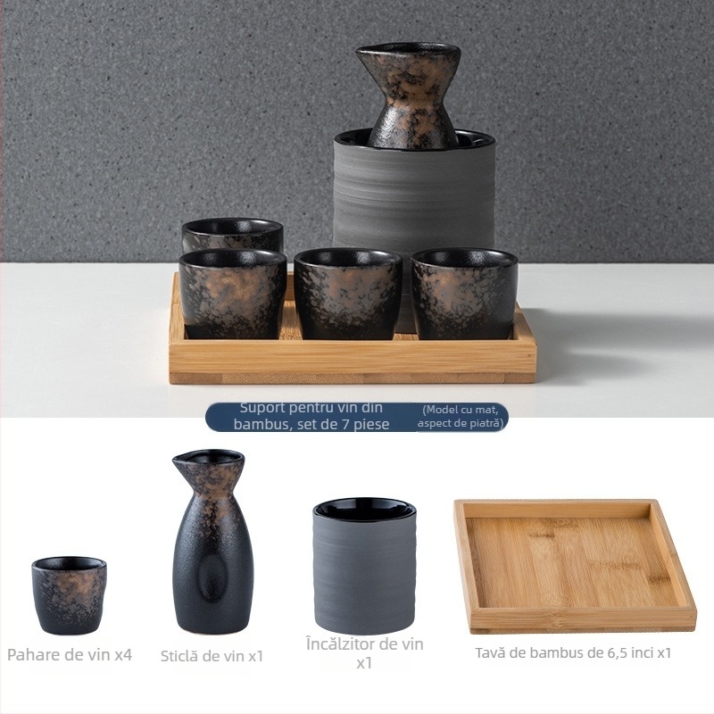 Set de pahare de sake ceramic - izolat, stil antic, 101-200 ml, Hoimashimaya