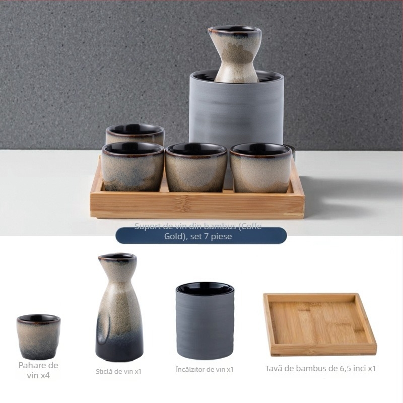 Set de pahare de sake ceramic - izolat, stil antic, 101-200 ml, Hoimashimaya