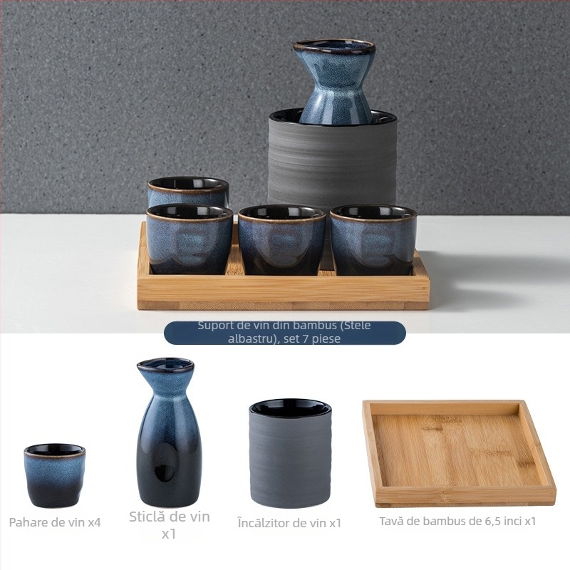 Set de pahare de sake ceramic - izolat, stil antic, 101-200 ml, Hoimashimaya