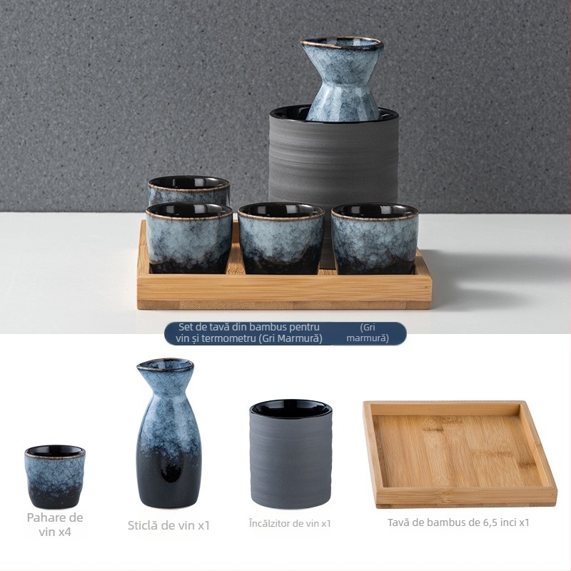 Set de pahare de sake ceramic - izolat, stil antic, 101-200 ml, Hoimashimaya