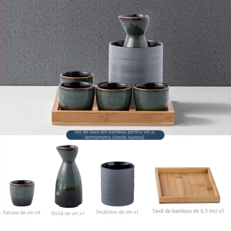 Set de pahare de sake ceramic - izolat, stil antic, 101-200 ml, Hoimashimaya