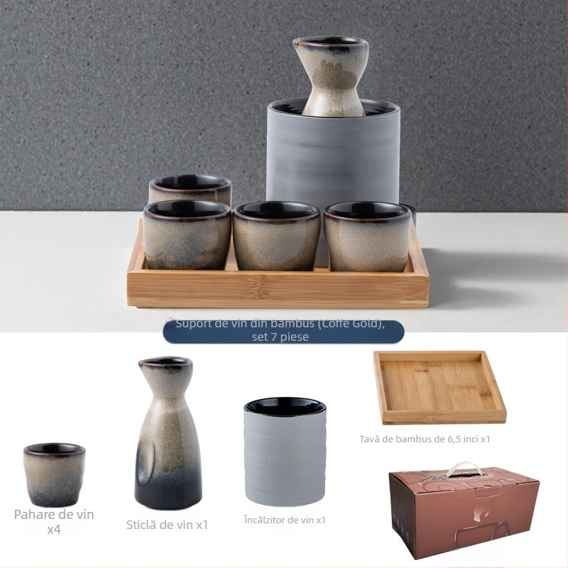 Set de pahare de sake ceramic - izolat, stil antic, 101-200 ml, Hoimashimaya