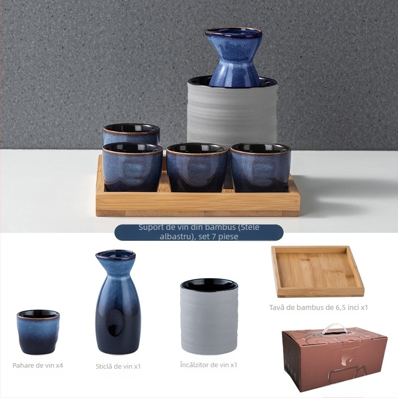 Set de pahare de sake ceramic - izolat, stil antic, 101-200 ml, Hoimashimaya