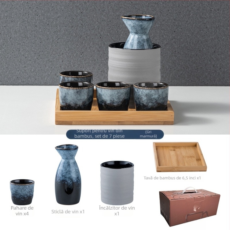 Set de pahare de sake ceramic - izolat, stil antic, 101-200 ml, Hoimashimaya