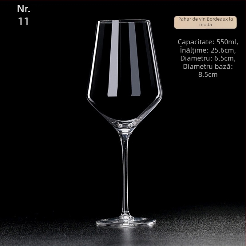 Pahar de vin roșu din cristal, lucrat manual, capacitate 601–700 ml, stil modern simplu, personalizare cu logo