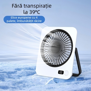 Ventilator USB de birou, 4 palete, 5 viteze, silențios (<36 dB), baterie încorporată 1000–1200 mAh