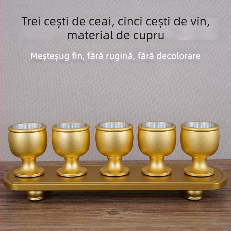 Pahare de vin din aliaj de cupru, set de 5 bucăți, stil modern minimalist, capacitate 1–100 ml