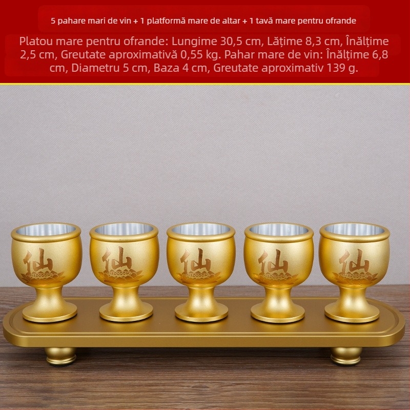 Pahare de vin din aliaj de cupru, set de 5 bucăți, stil modern minimalist, capacitate 1–100 ml