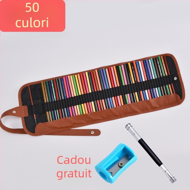 Set de creioane colorate din lemn, 50 de bucăți, miez 3B, pentru pictură și colorare