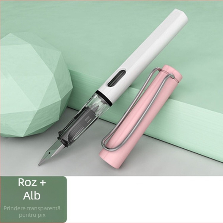 Stilou studențesc 004 cu vârf din iridiu și oțel inoxidabil 304; sistem de cerneală lichidă de flux direct; corp din plastic; ambalaj Opp bag