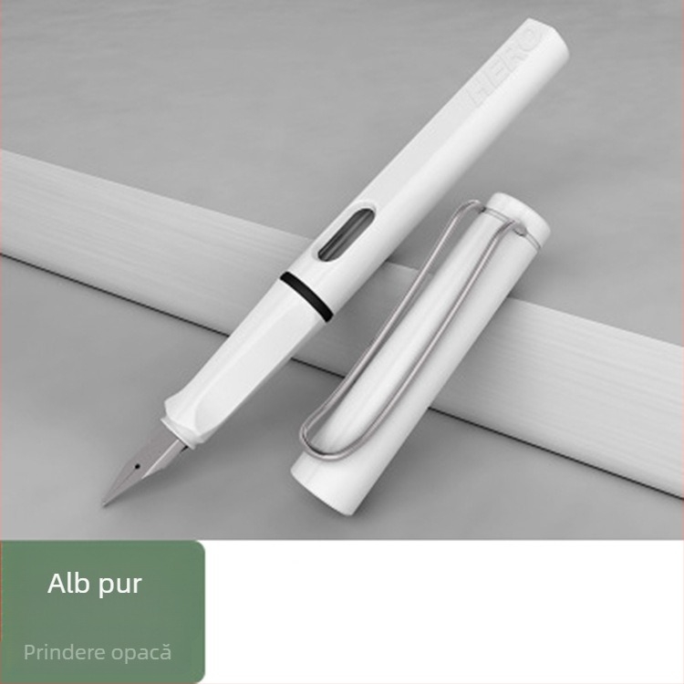 Stilou studențesc 004 cu vârf din iridiu și oțel inoxidabil 304; sistem de cerneală lichidă de flux direct; corp din plastic; ambalaj Opp bag