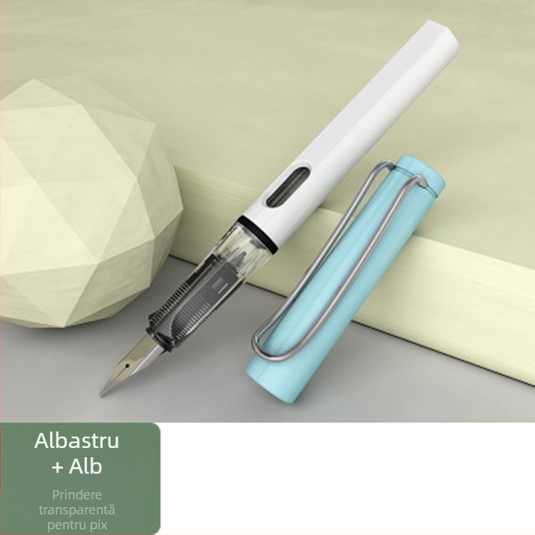 Stilou studențesc 004 cu vârf din iridiu și oțel inoxidabil 304; sistem de cerneală lichidă de flux direct; corp din plastic; ambalaj Opp bag